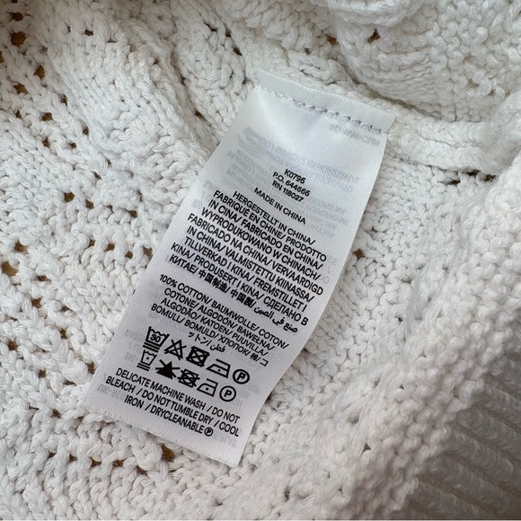 Boden Loose Knit Crew Neck Cropped Sweater Size XS White Preppy Classic Cotton - Picture 6 of 9